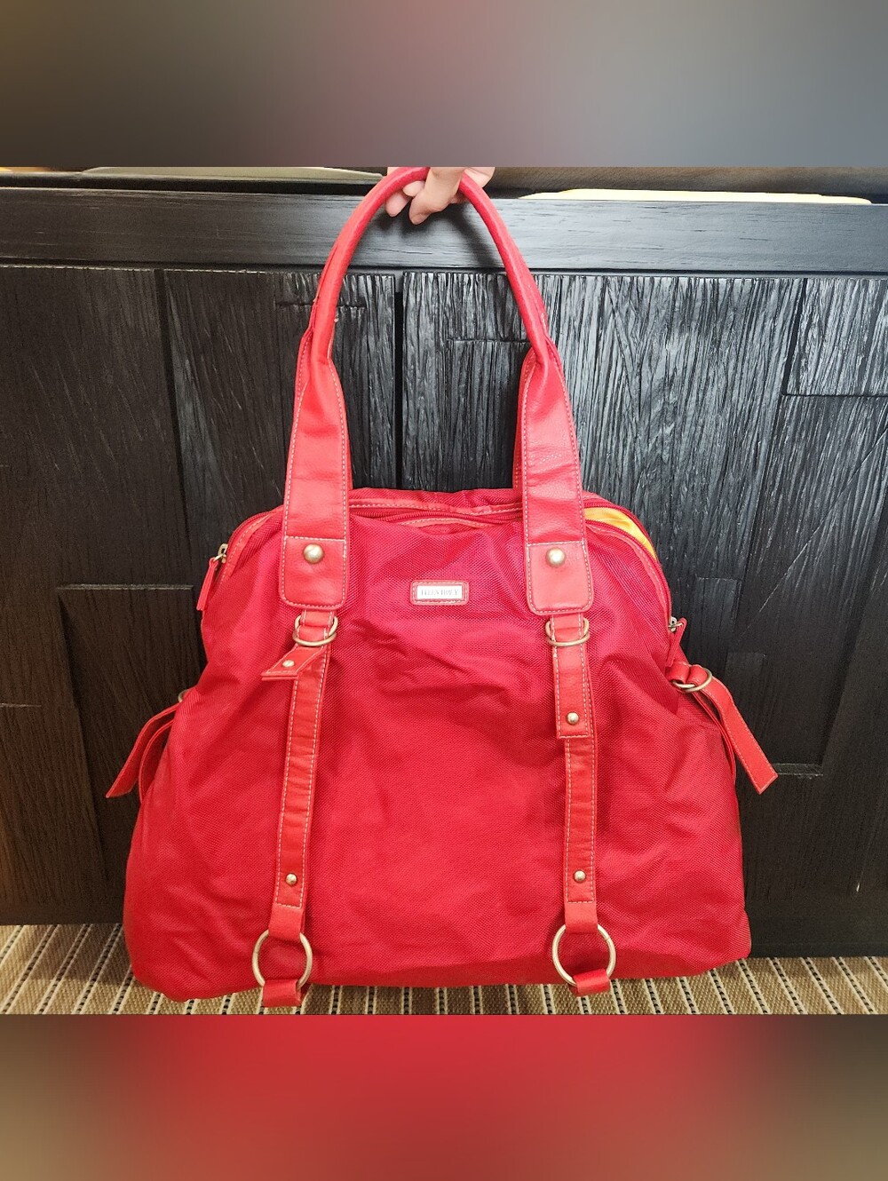 Vintage Ellen Tracy Red Weekender / Travel Tote